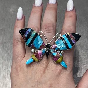 Native American Navajo big butterfly ring